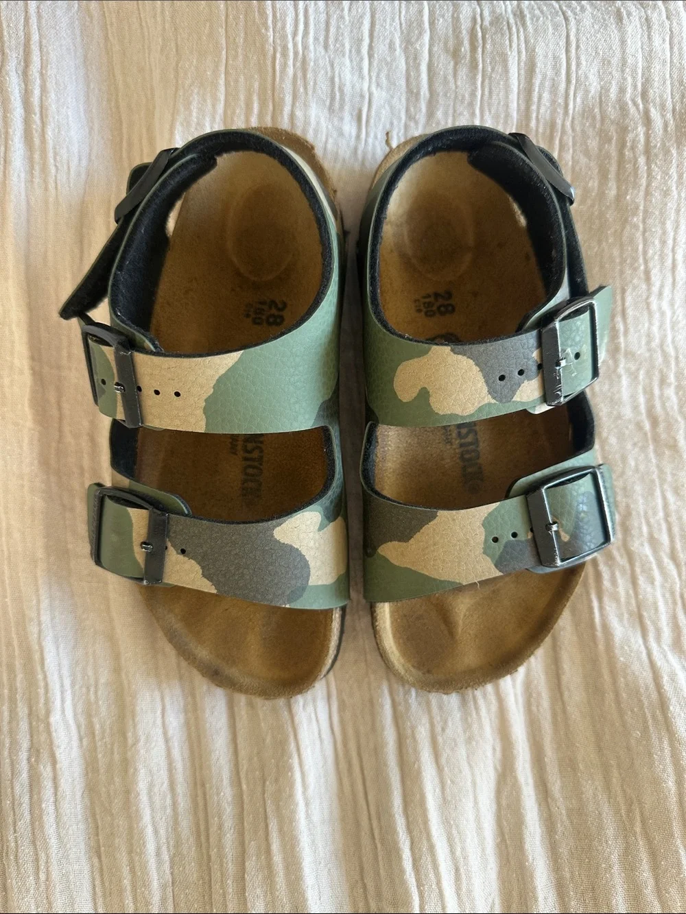 Birkenstock Kids Camouflage Double Buckle Sandals - Green, Tan, Black